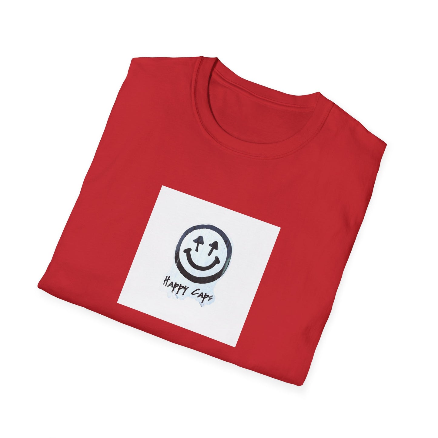 Happy Caps Smile Tee — Smiley Face Graphic T-Shirt