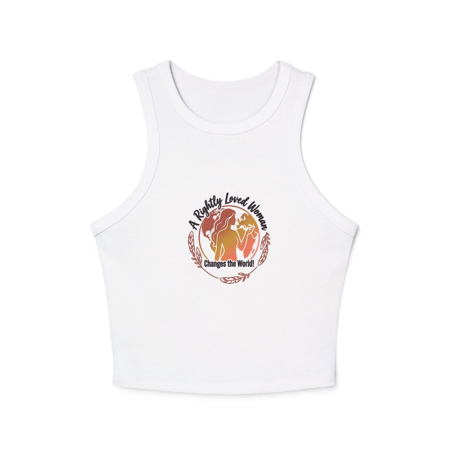 Rightly Loved Woman Changes the World Racer Tank — Retro Sunset Micro Rib