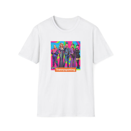 Transgender Pride Pop-Art T-Shirt — "Trannyspotting" Retro Cast Design