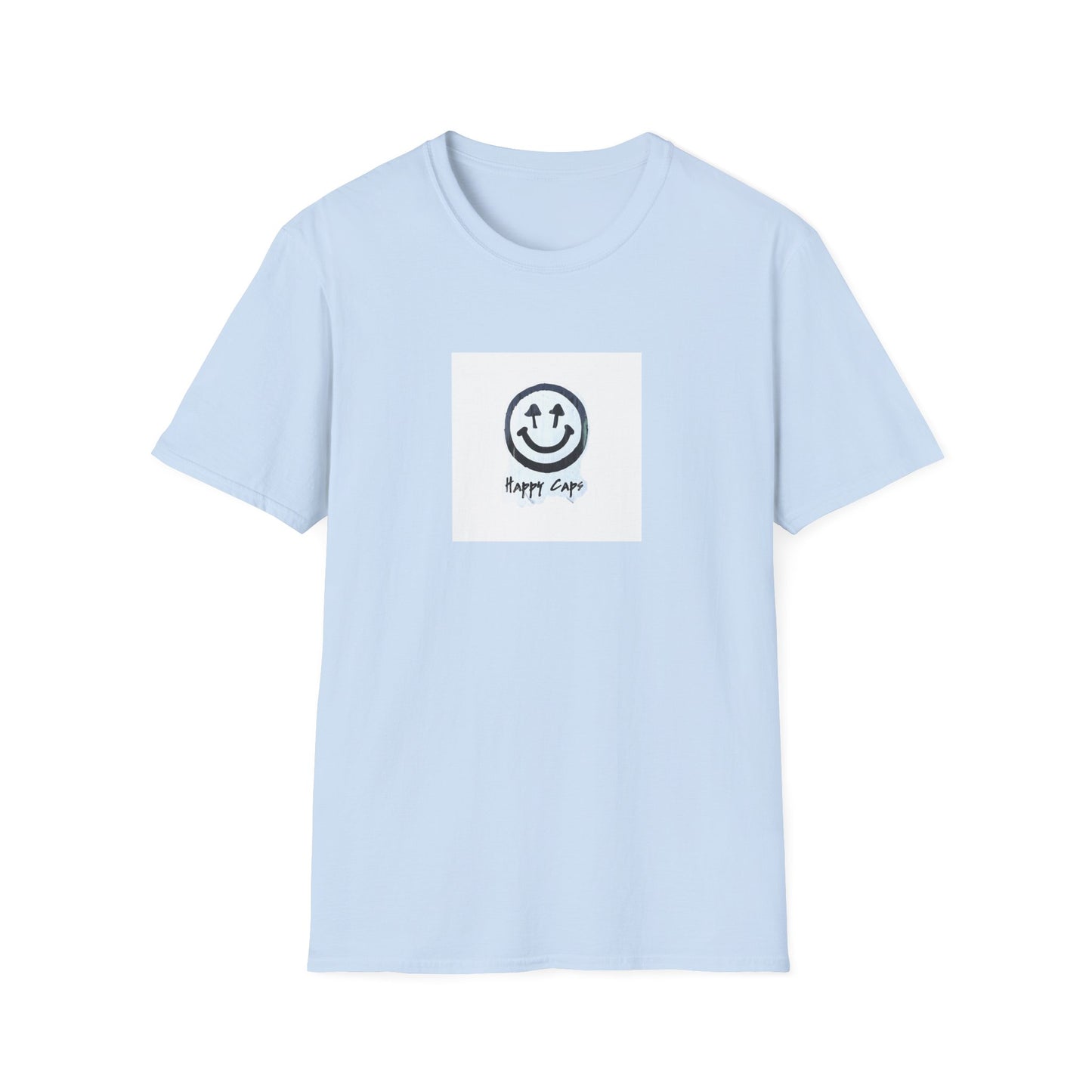 Happy Caps Smile Tee — Smiley Face Graphic T-Shirt