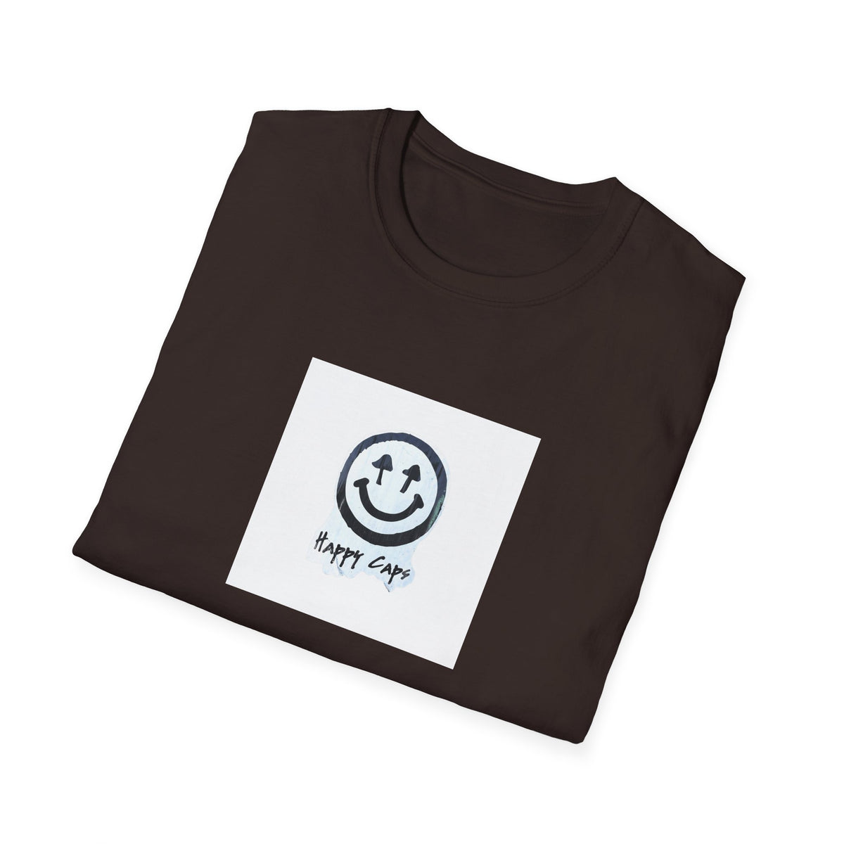 Happy Caps Smile Tee — Smiley Face Graphic T-Shirt