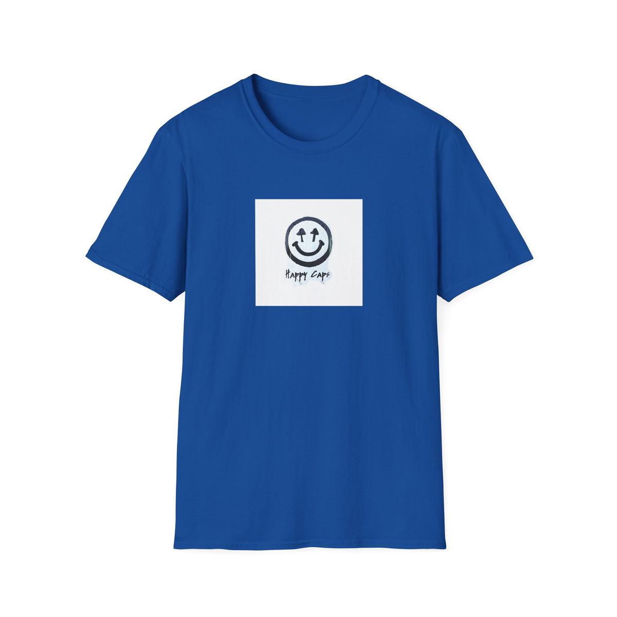 Happy Caps Smile Tee — Smiley Face Graphic T-Shirt