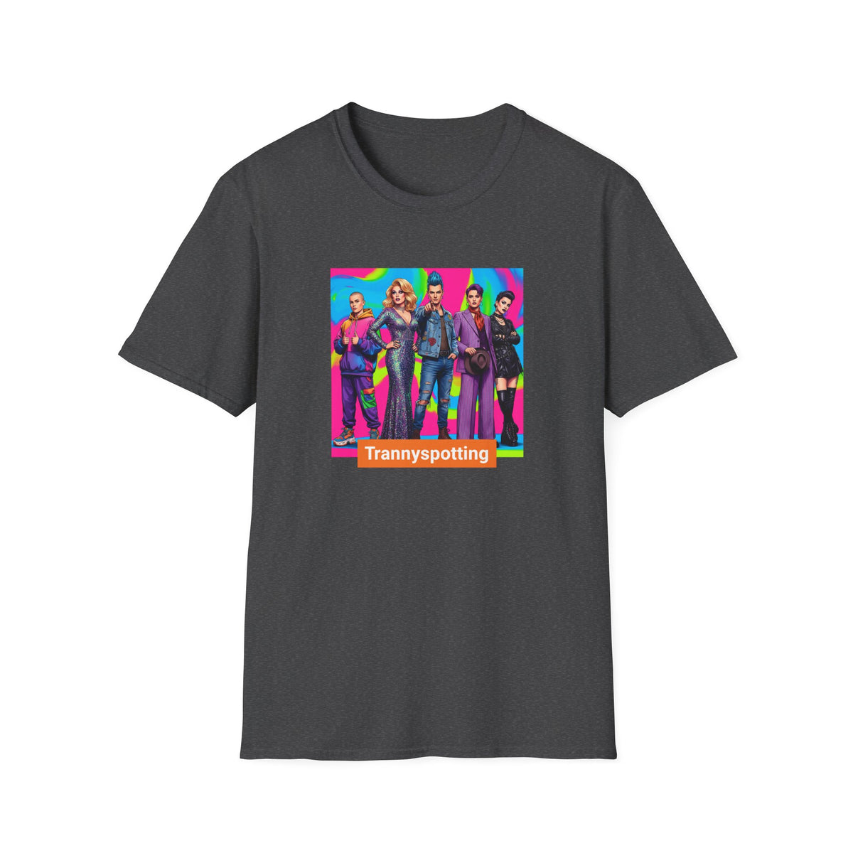Transgender Pride Pop-Art T-Shirt — "Trannyspotting" Retro Cast Design