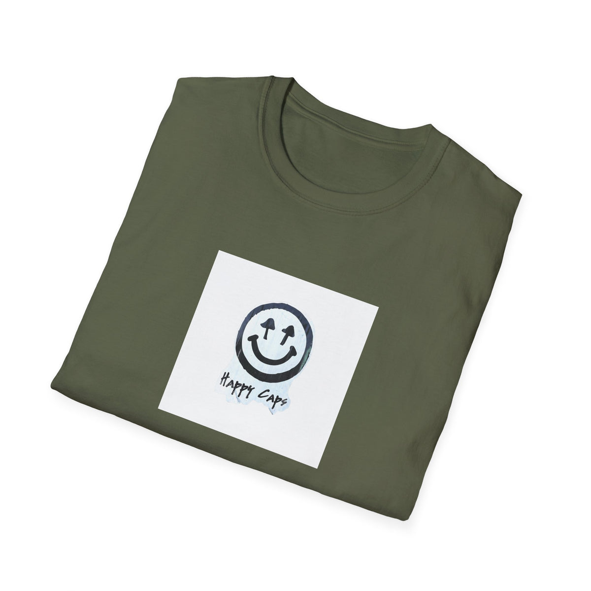 Happy Caps Smile Tee — Smiley Face Graphic T-Shirt