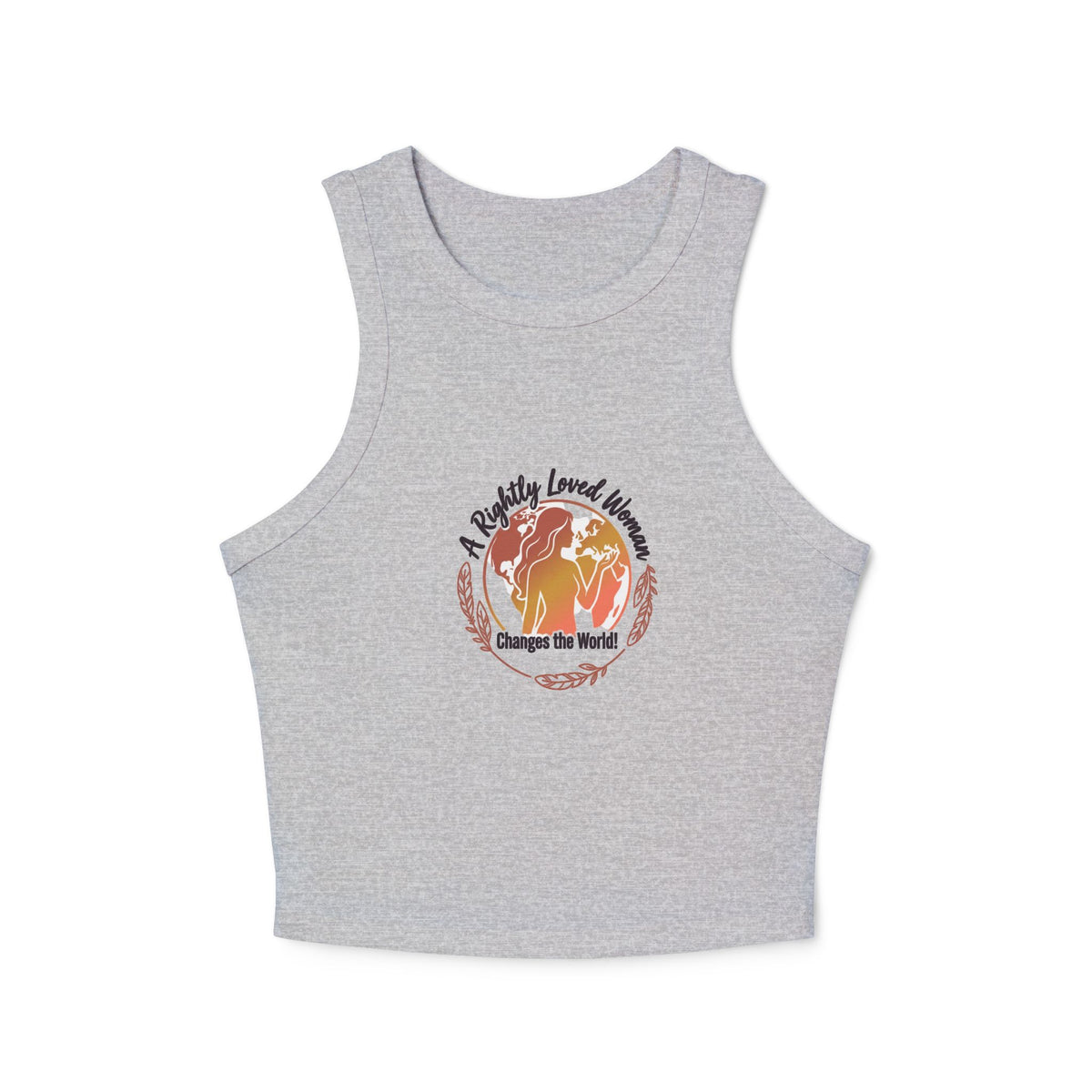 Rightly Loved Woman Changes the World Racer Tank — Retro Sunset Micro Rib