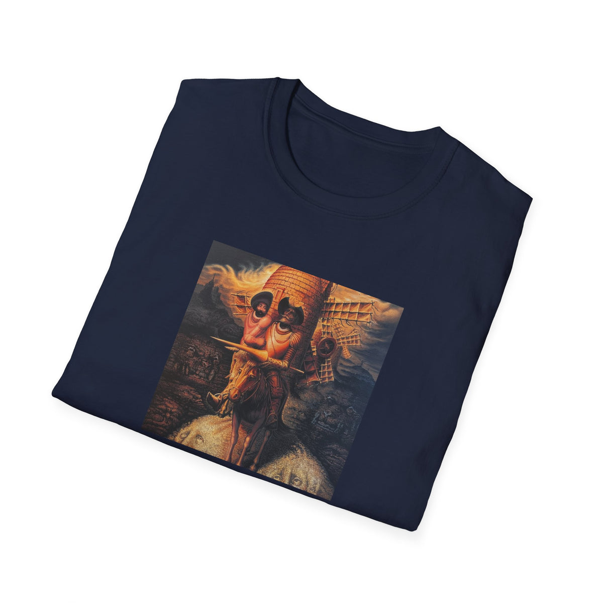Surreal Don Quixote Art T-Shirt — Vintage Abstract Literary Portrait