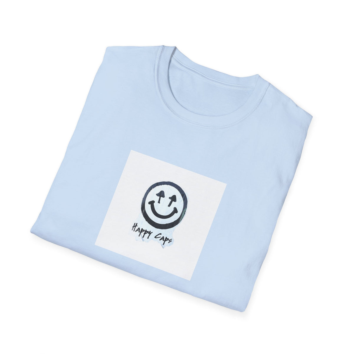 Happy Caps Smile Tee — Smiley Face Graphic T-Shirt