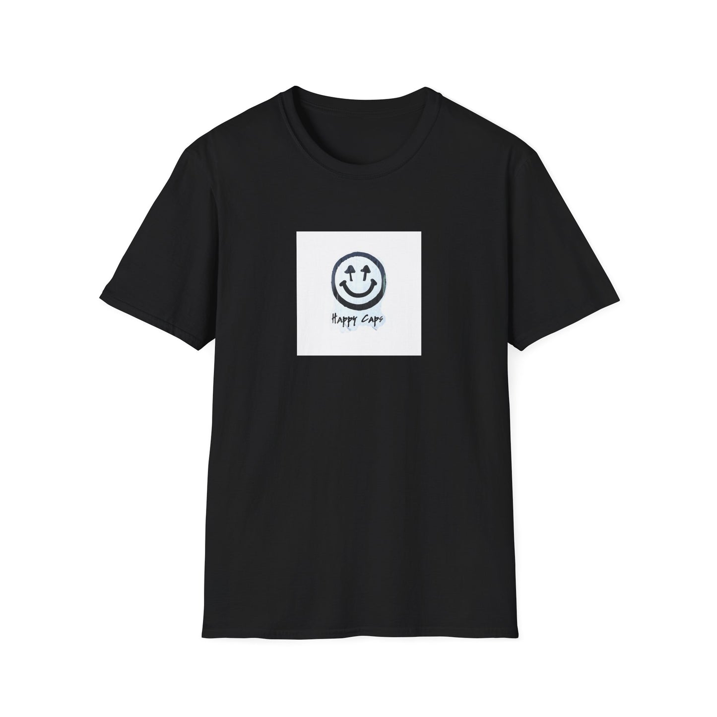 Happy Caps Smile Tee — Smiley Face Graphic T-Shirt