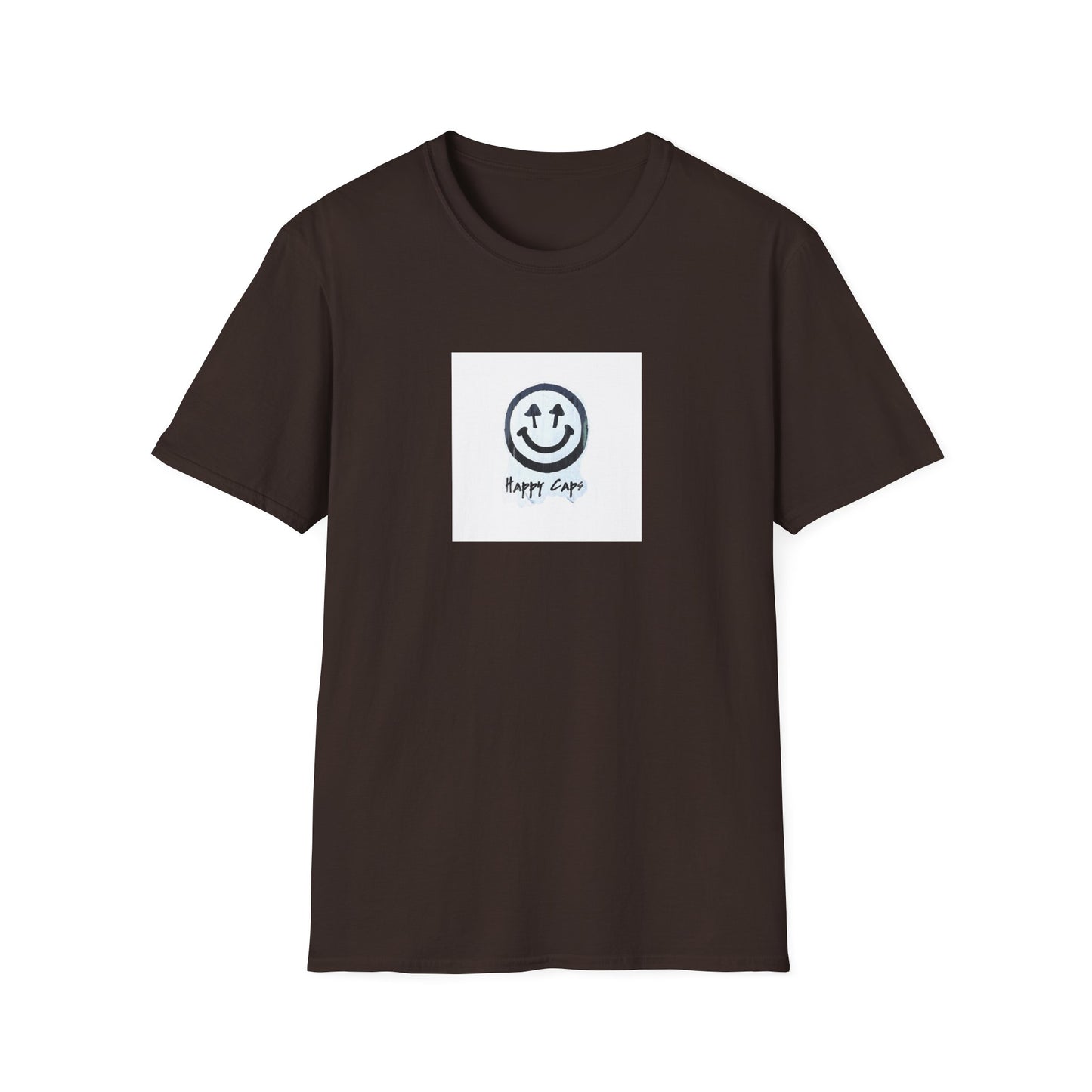 Happy Caps Smile Tee — Smiley Face Graphic T-Shirt