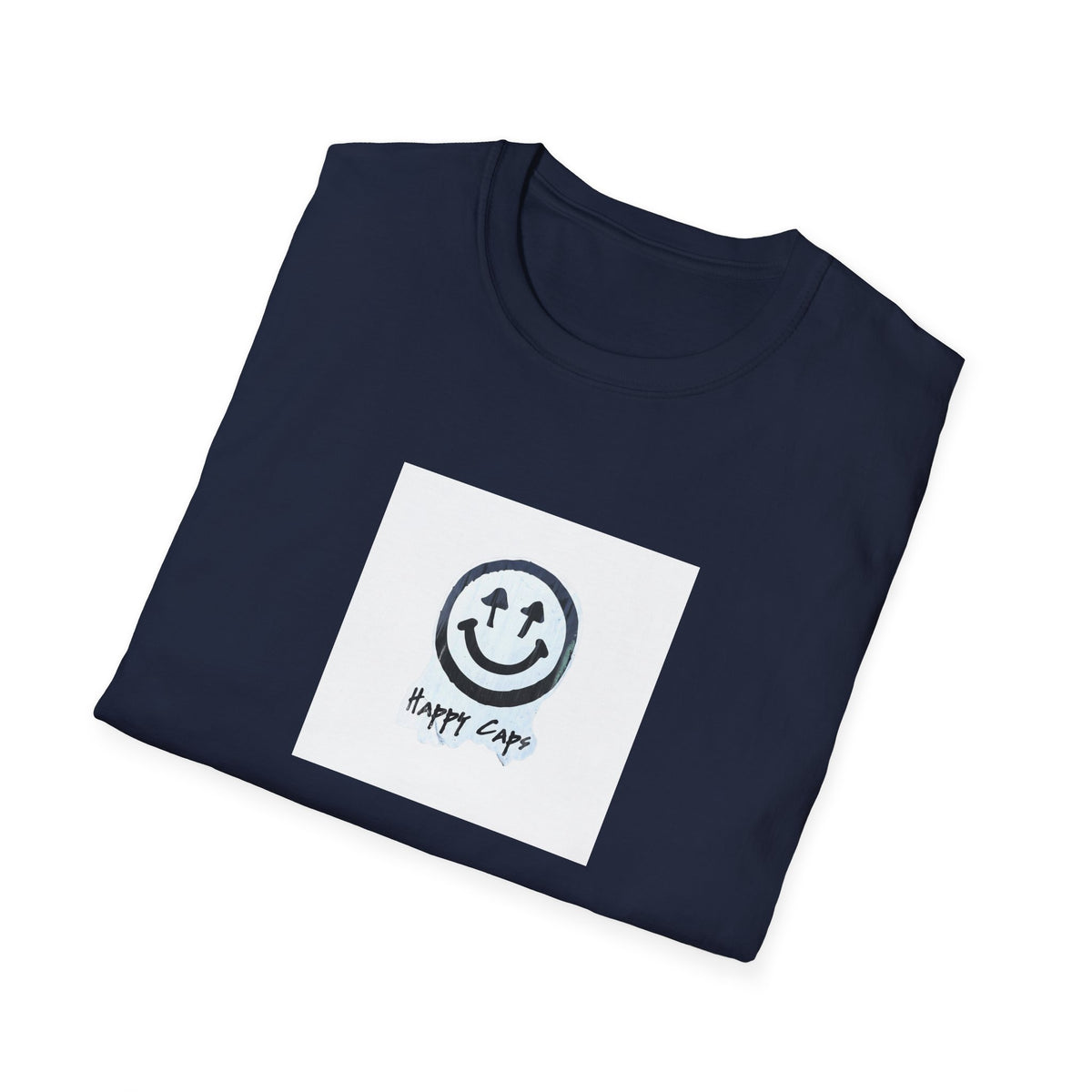 Happy Caps Smile Tee — Smiley Face Graphic T-Shirt
