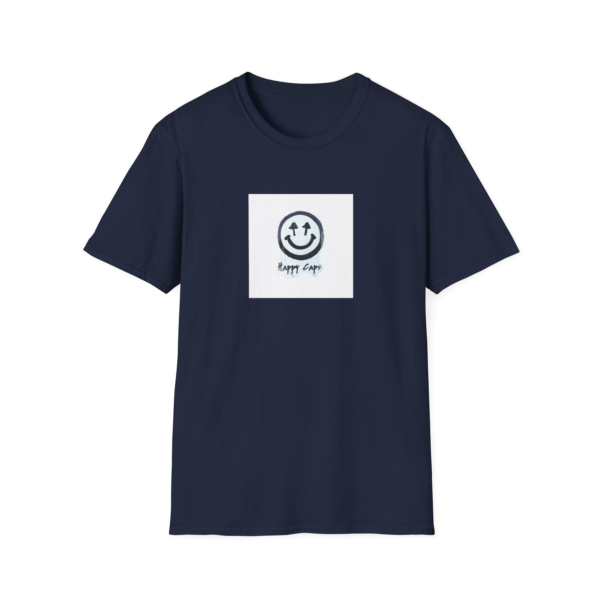 Happy Caps Smile Tee — Smiley Face Graphic T-Shirt