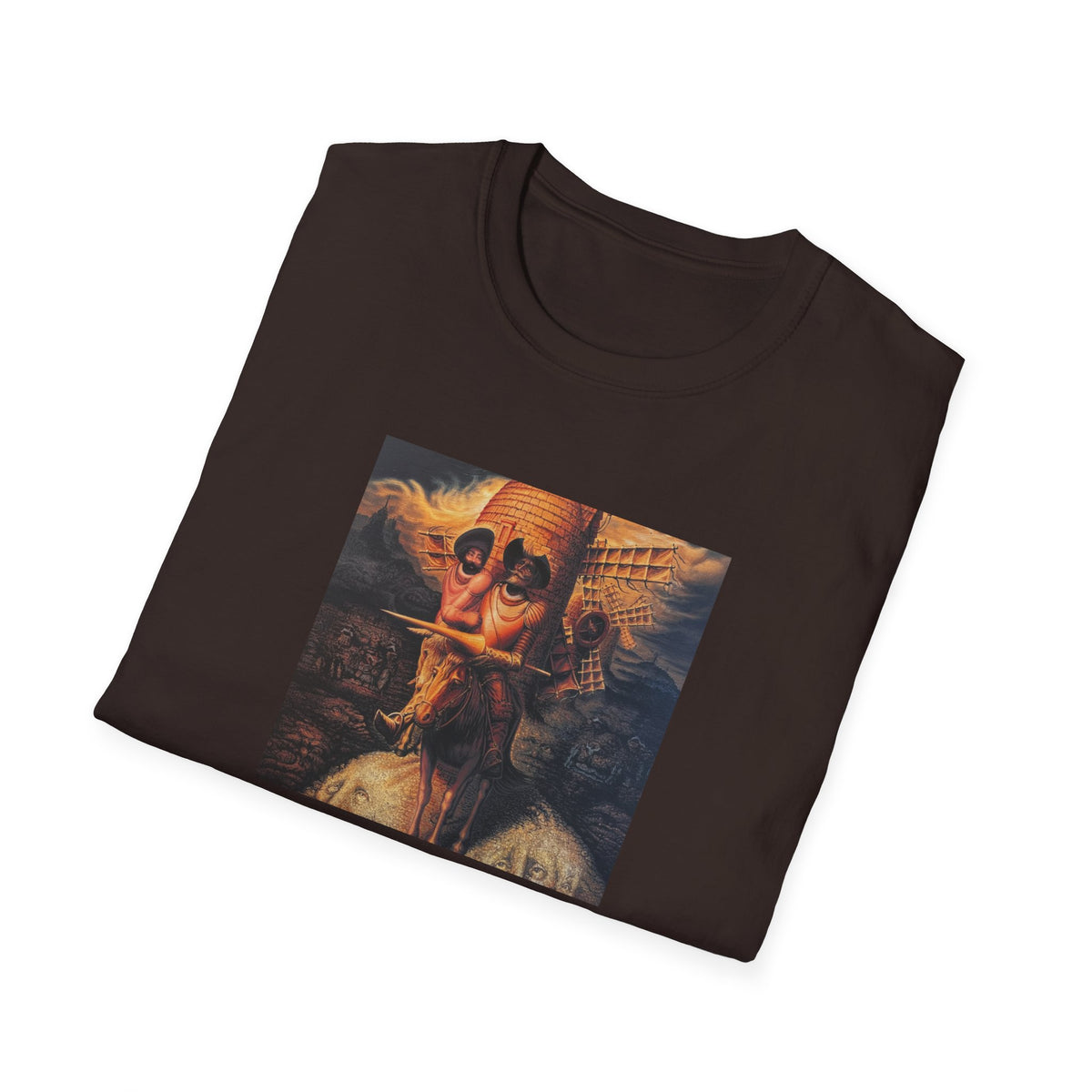 Surreal Don Quixote Art T-Shirt — Vintage Abstract Literary Portrait