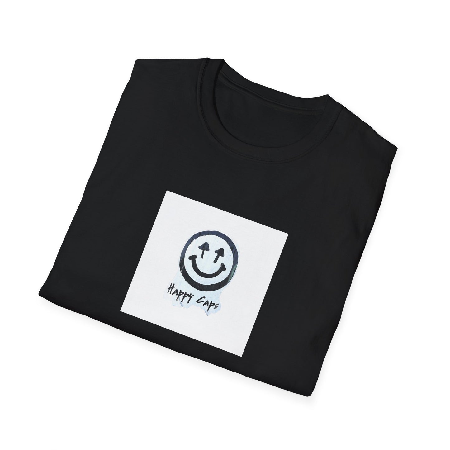 Happy Caps Smile Tee — Smiley Face Graphic T-Shirt
