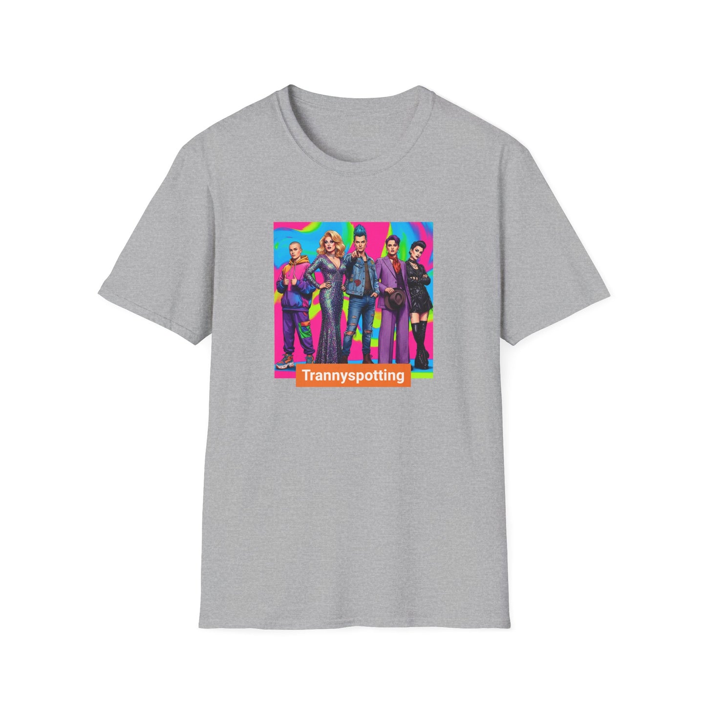 Transgender Pride Pop-Art T-Shirt — "Trannyspotting" Retro Cast Design