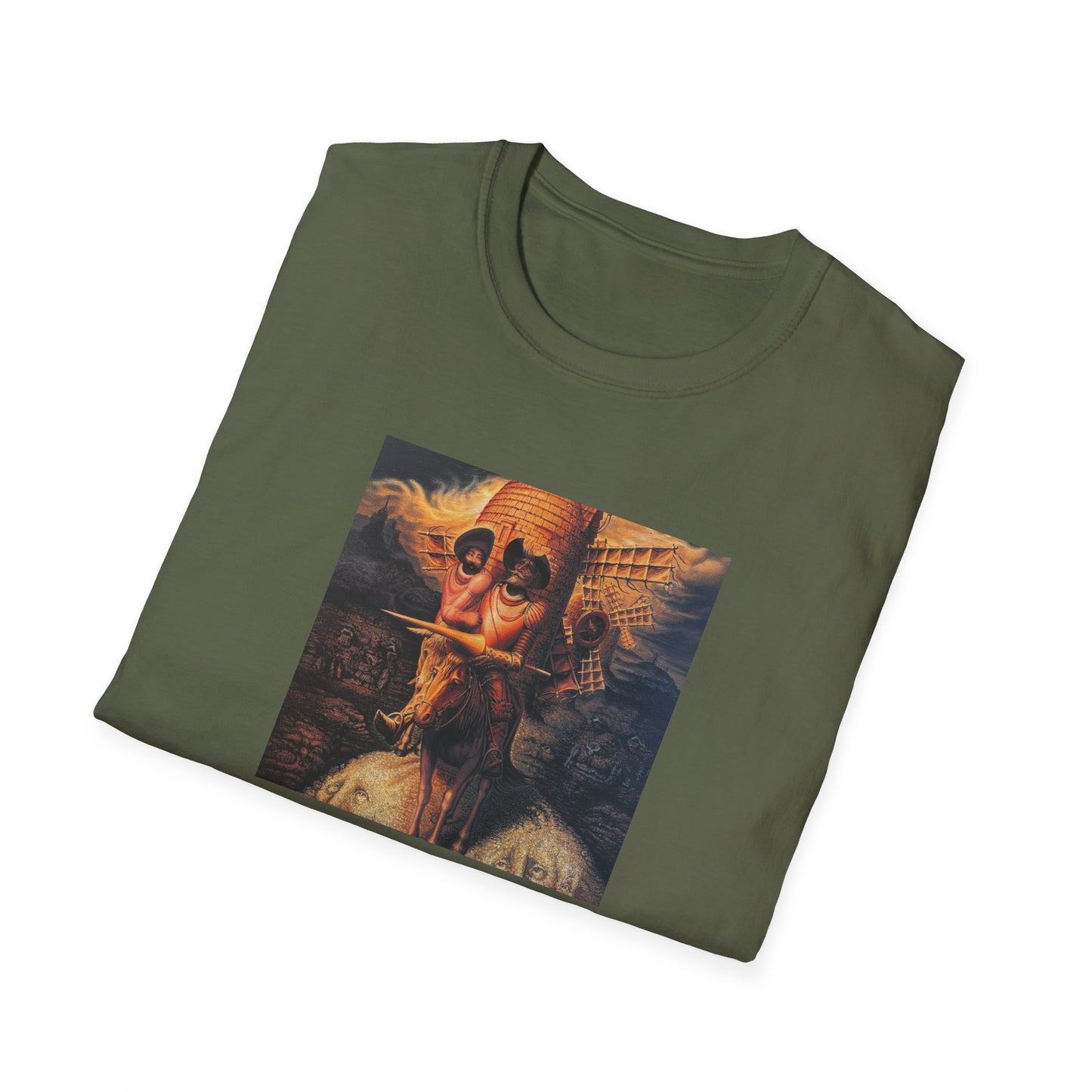Surreal Don Quixote Art T-Shirt — Vintage Abstract Literary Portrait