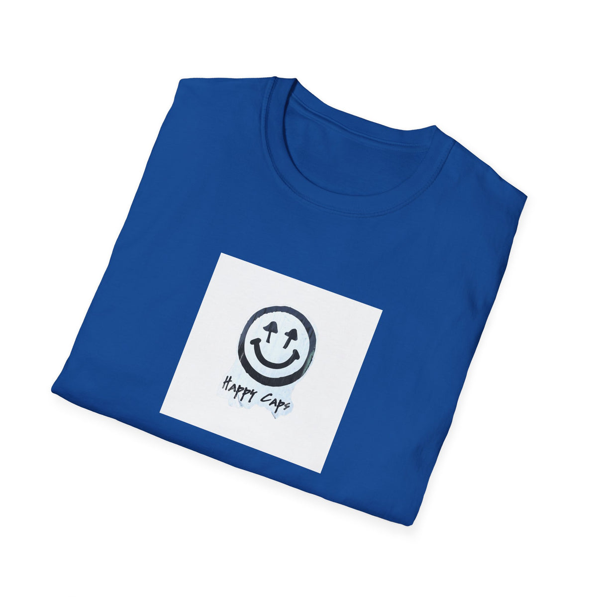 Happy Caps Smile Tee — Smiley Face Graphic T-Shirt